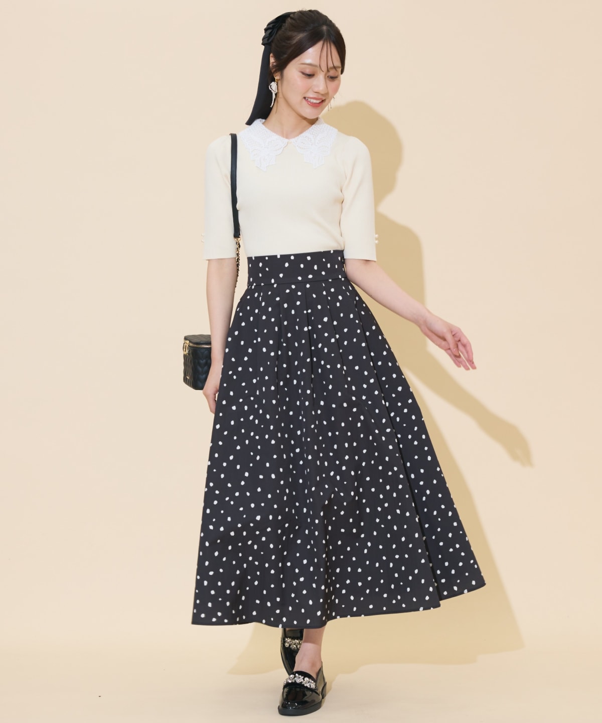 ダルメシアンプリントボリュームタックスカート