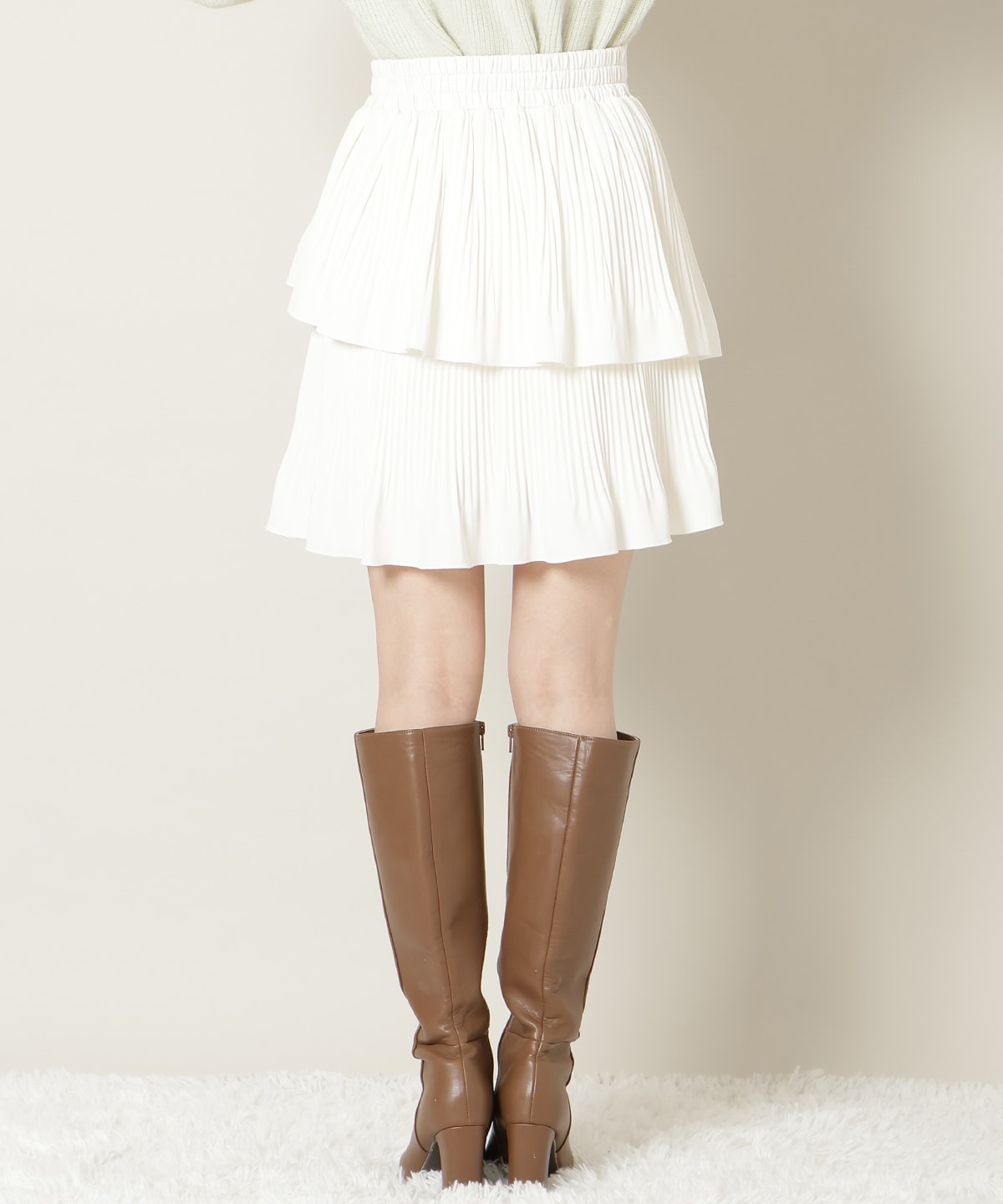 【KNIT PLEATS SET series】プリーツティアートミニスカート