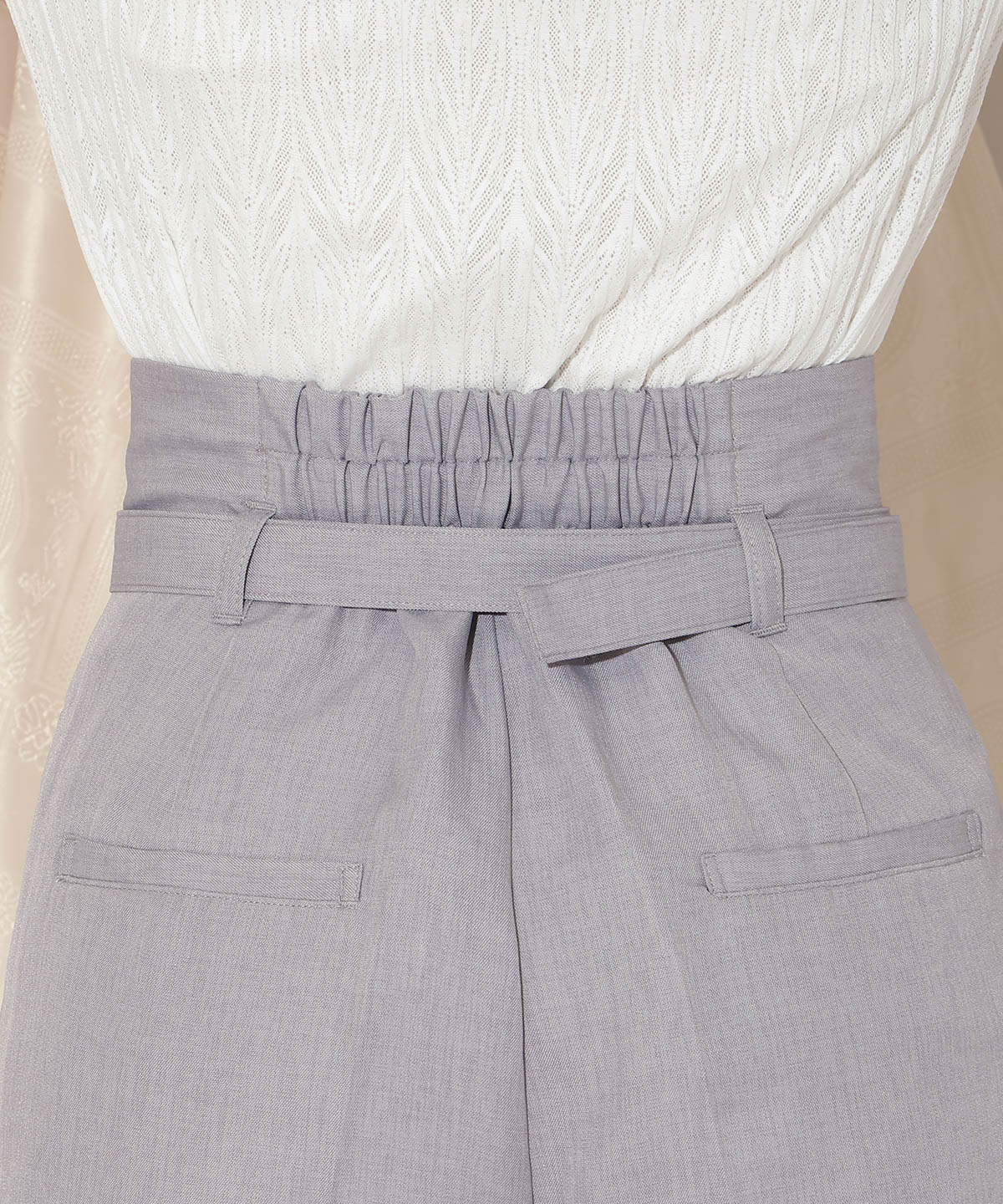 ベルト付きタックワイドパンツ