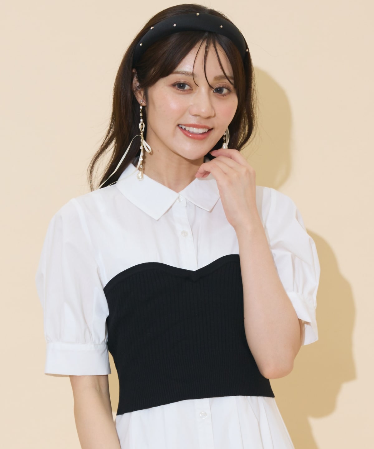 ビスチェレイヤードタックシャツワンピース