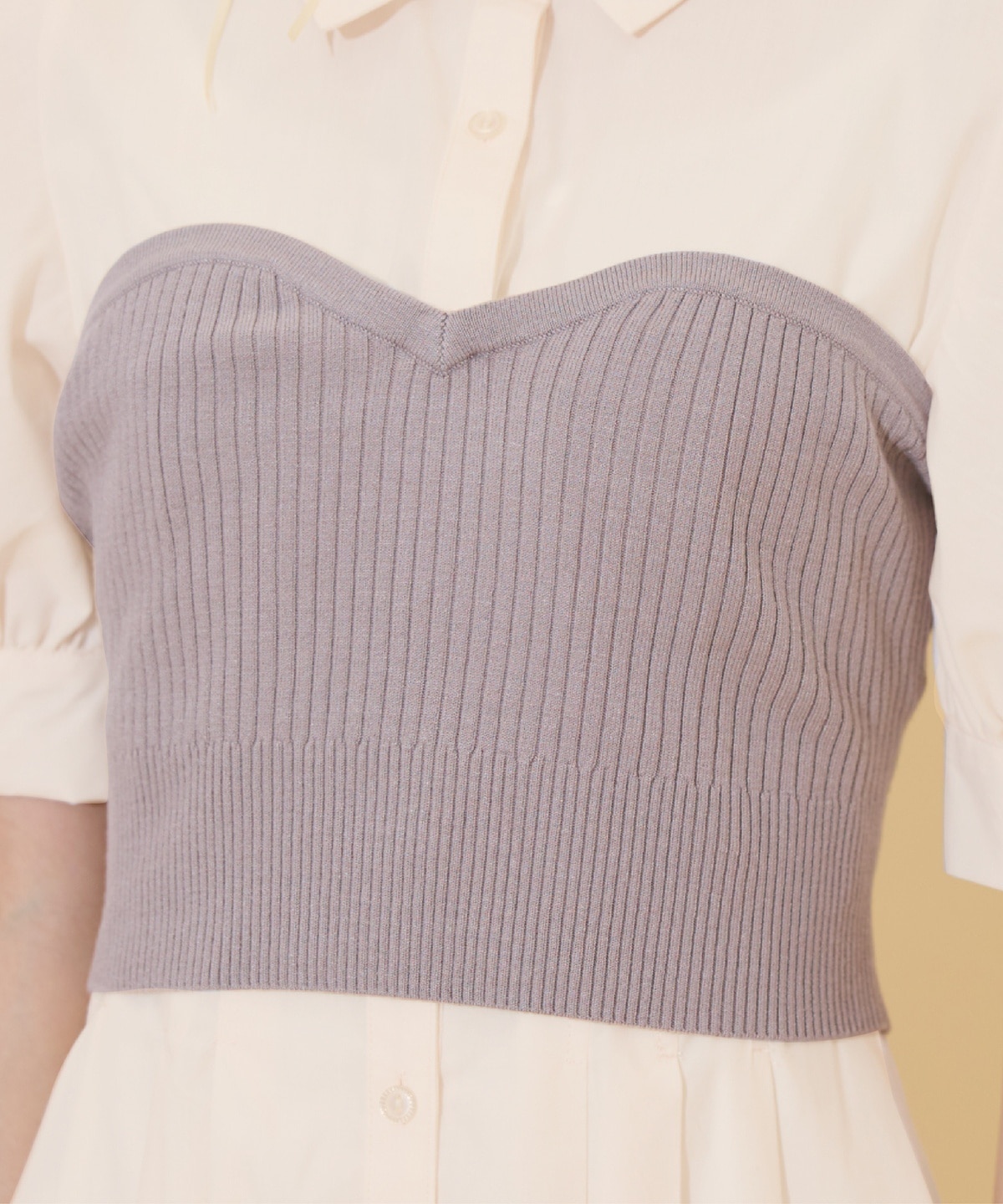 ビスチェレイヤードタックシャツワンピース