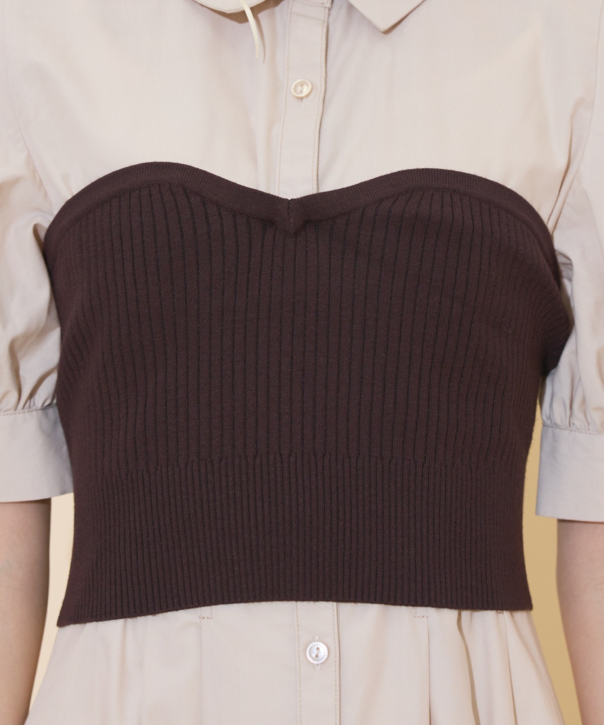 ビスチェレイヤードタックシャツワンピース