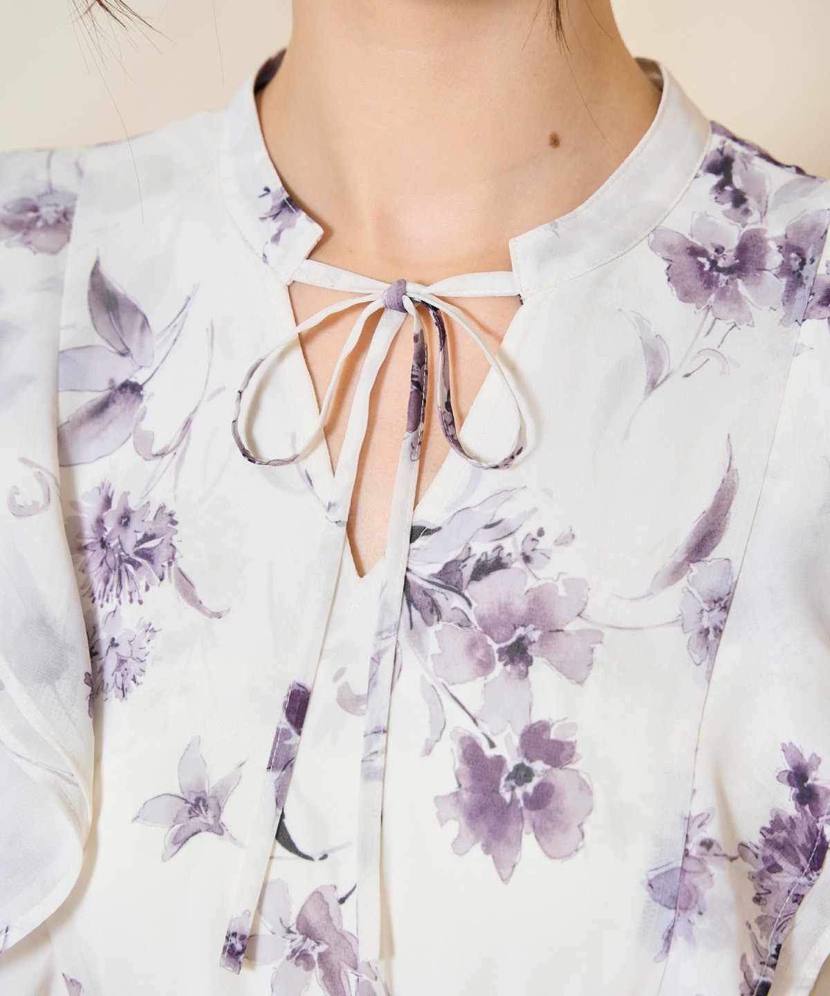 フラワープリントウエストシャーリングワンピース