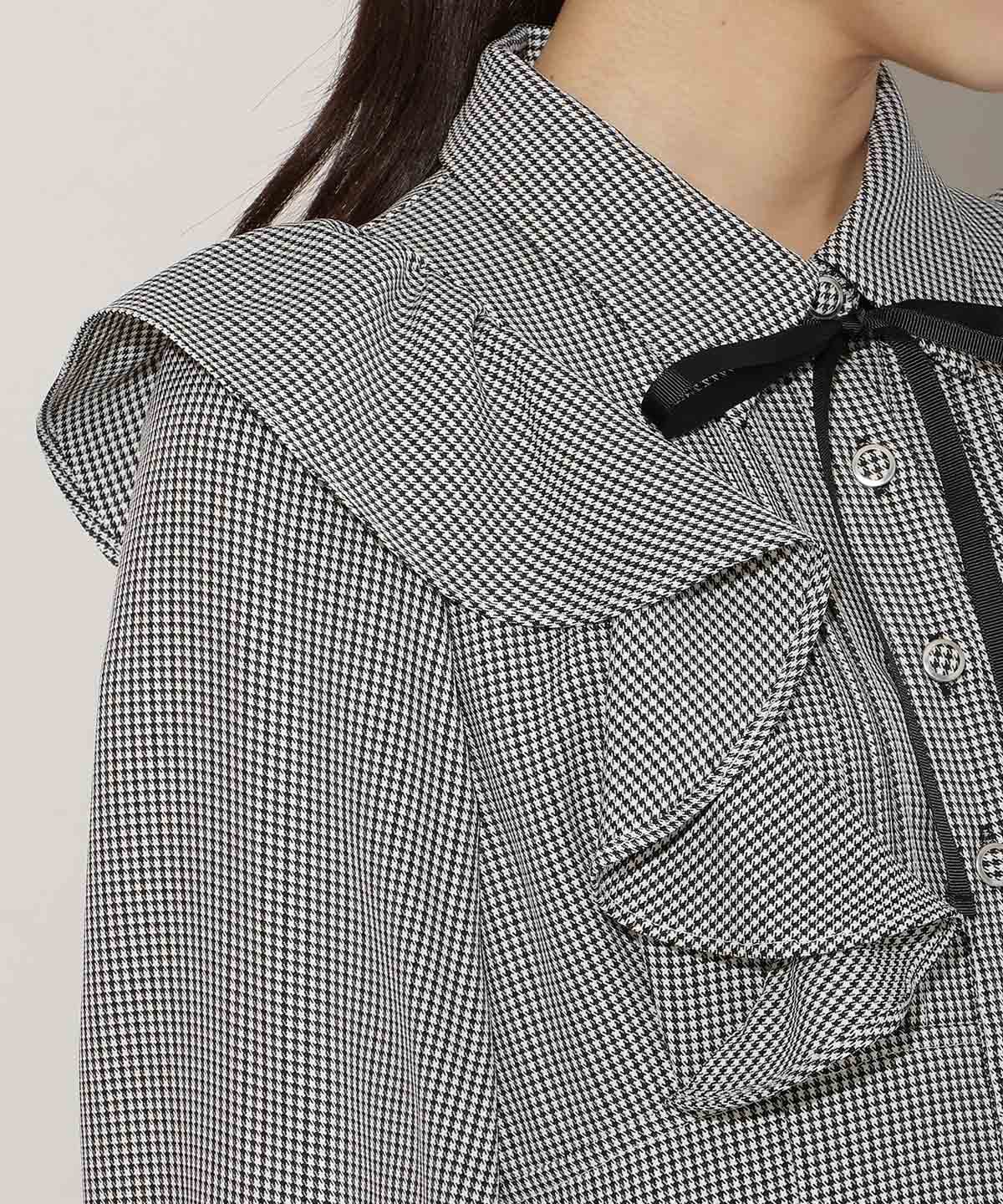 リボンタイティアードシャツワンピース