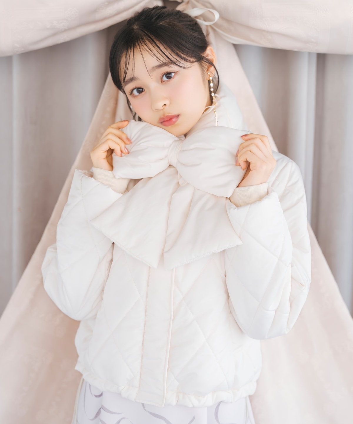 ダイヤキルティングリボン中綿ブルゾン