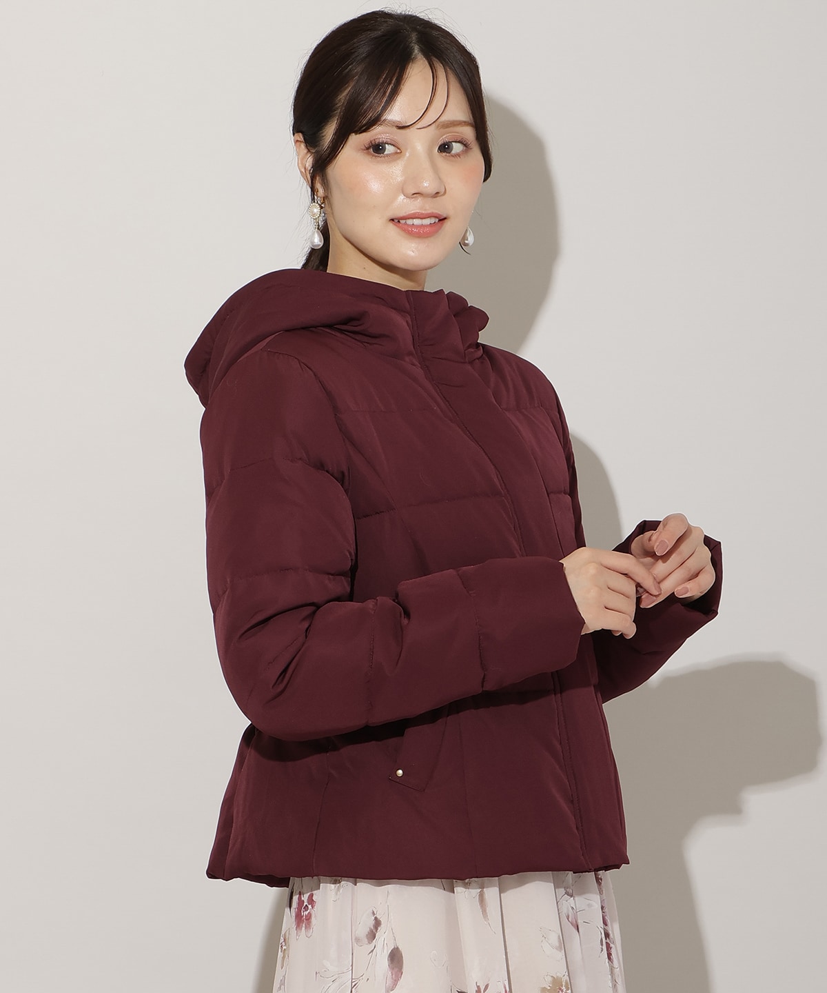 フードファーペプラムショートダウン