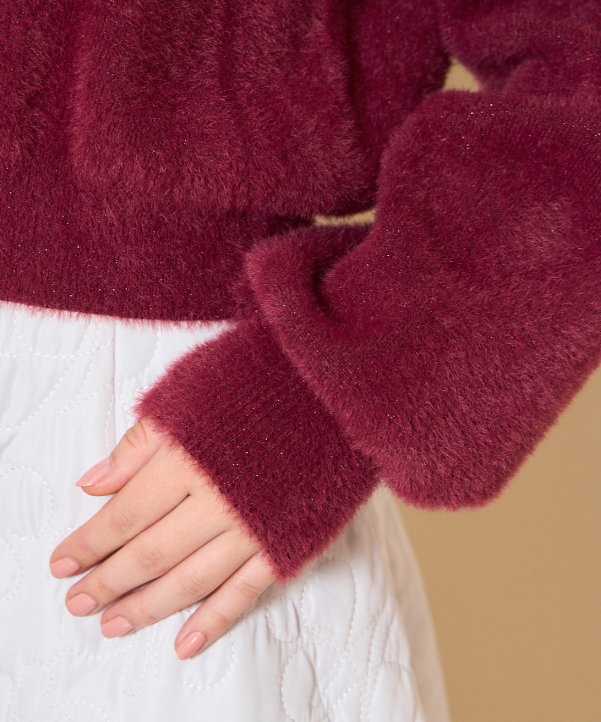 【再入荷予約受付中】アソートボタンラメフェザーカーディガン