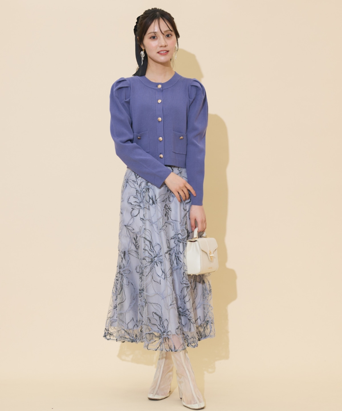 タックスリーブニットカーディガン