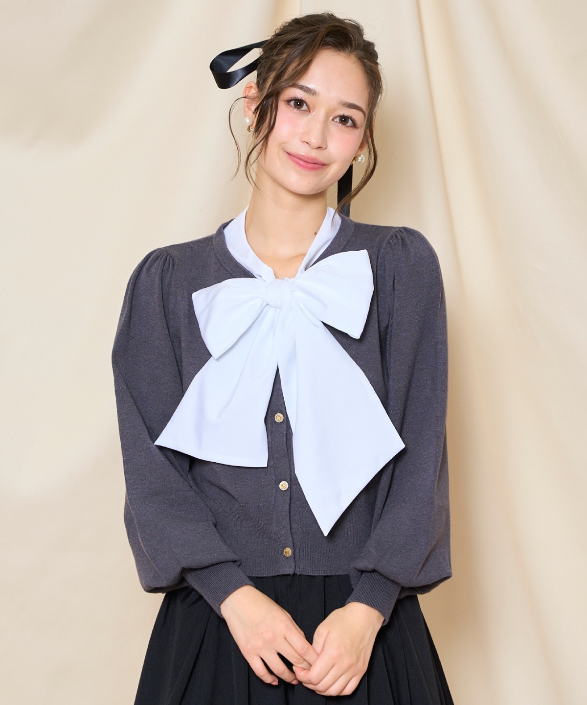 リボンドッキングプルオーバー