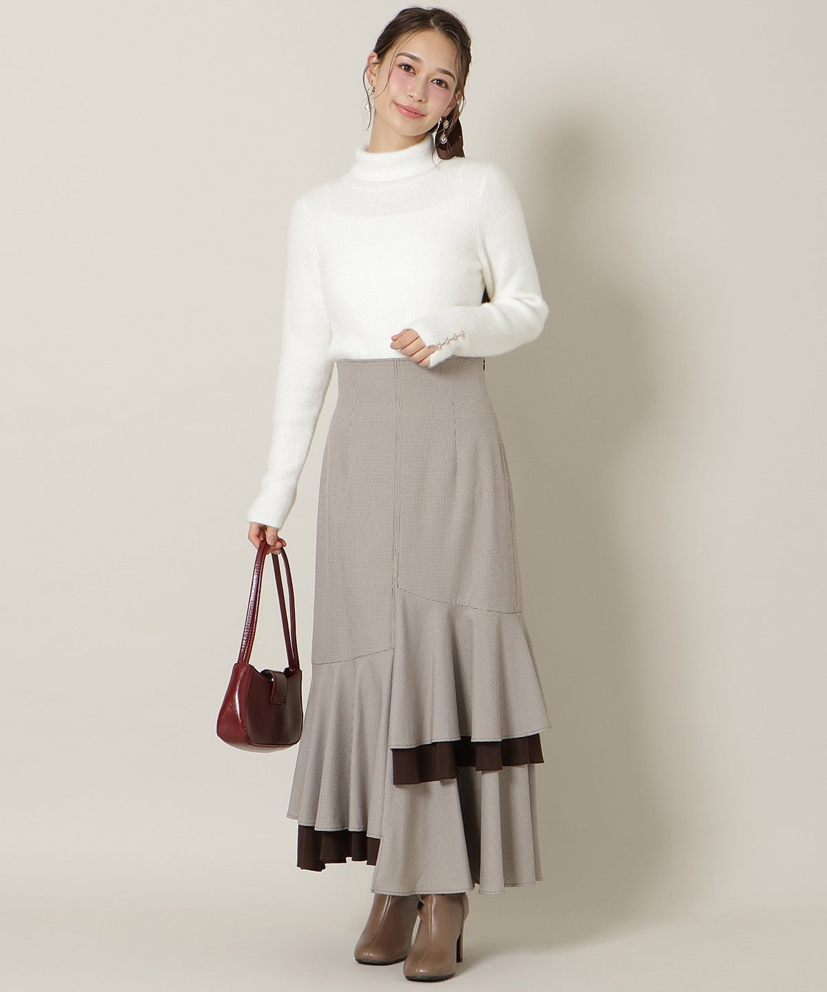 FOXライクヤーンタートルネックプルオーバー