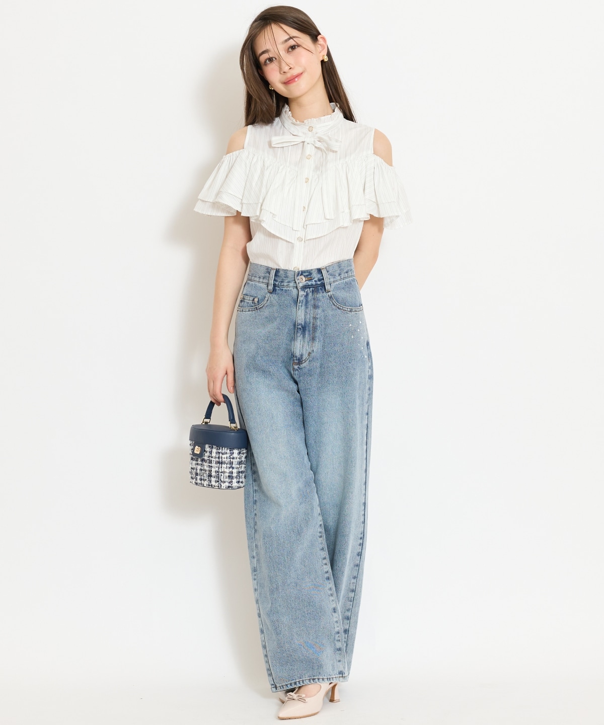 スタンドフリル２WAYスリーブブラウス