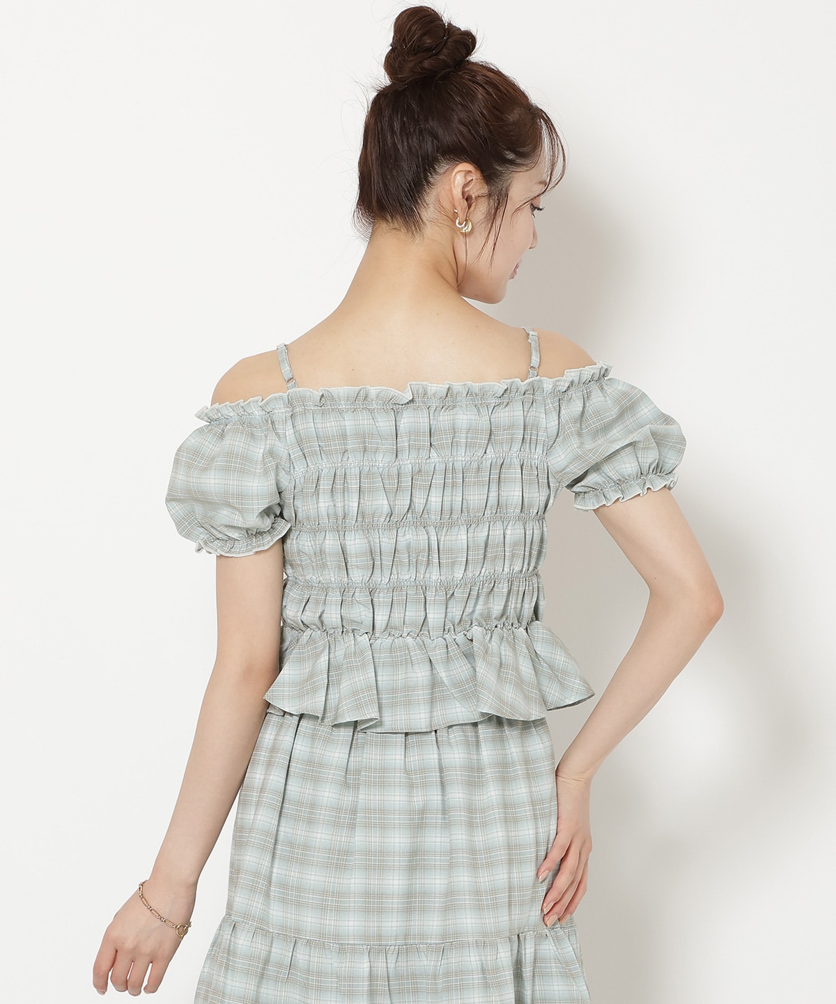 【7/3(fri)10時発売】シャーリングチェックブラウス