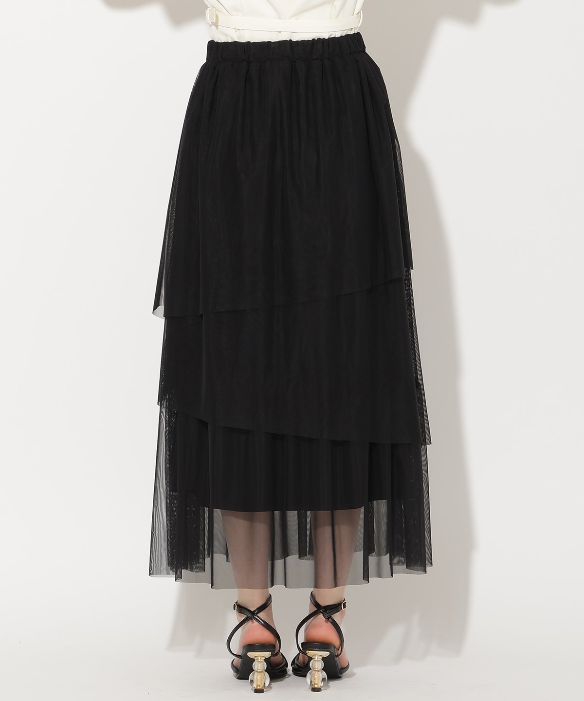 アシメティアードチュールスカート