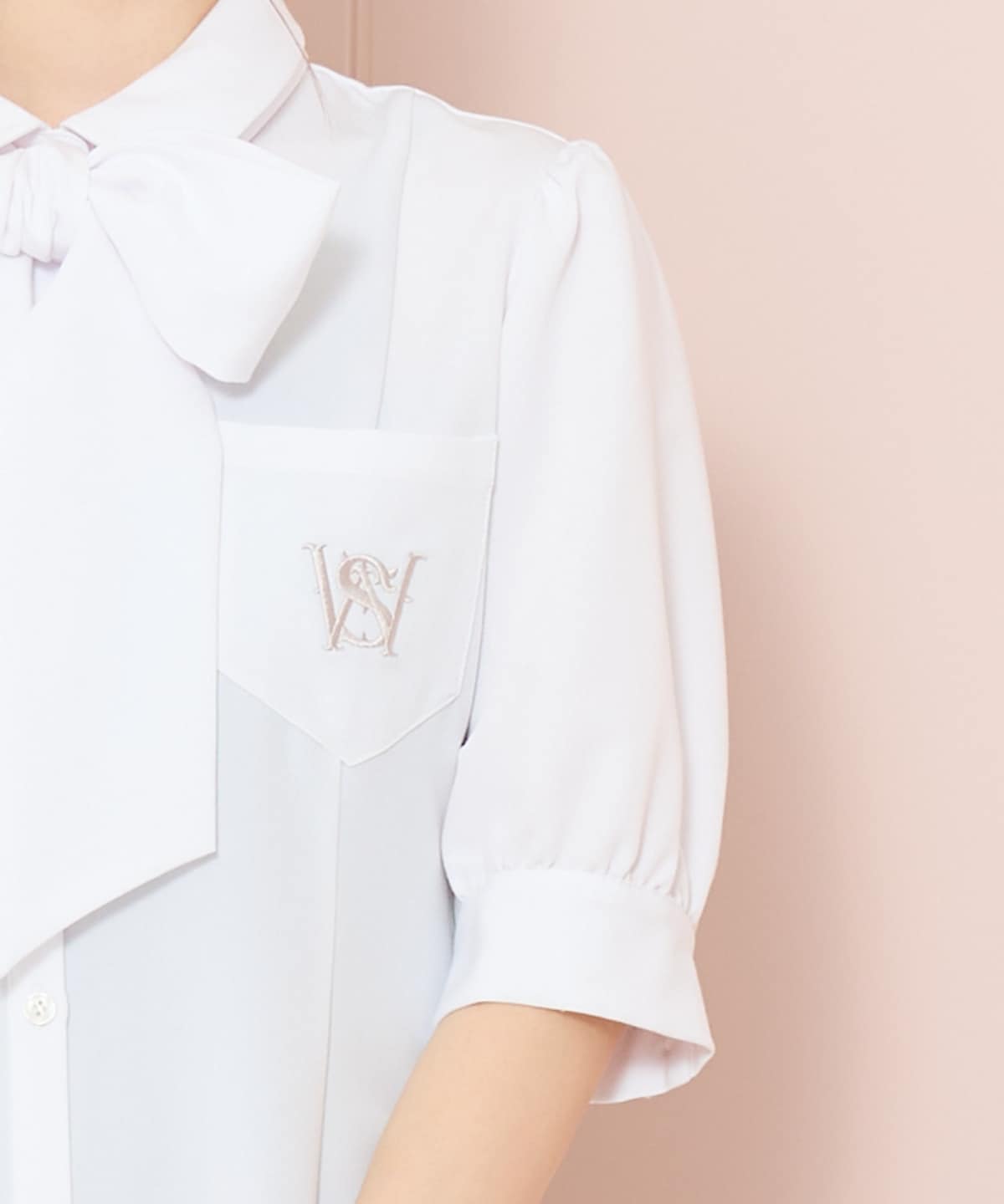 ティアードフリルリボンタイシャツワンピース