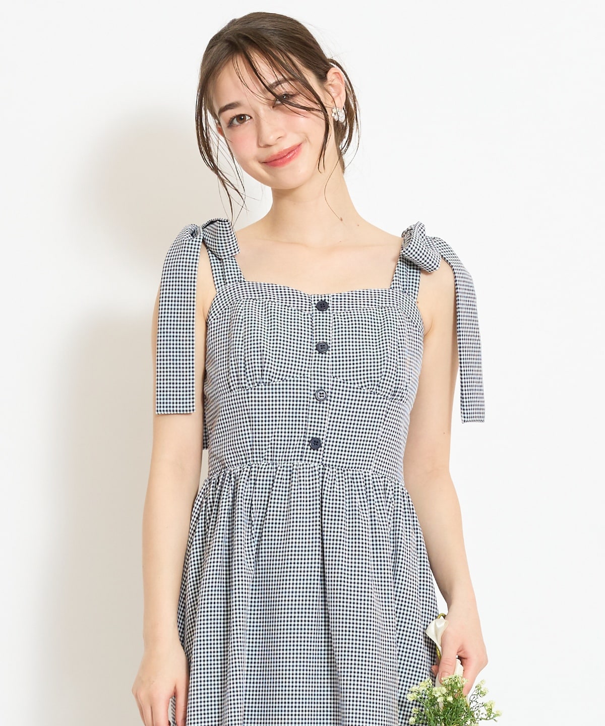 【4/24(fri)10時予約開始】リボンショルダーギャザーワンピース