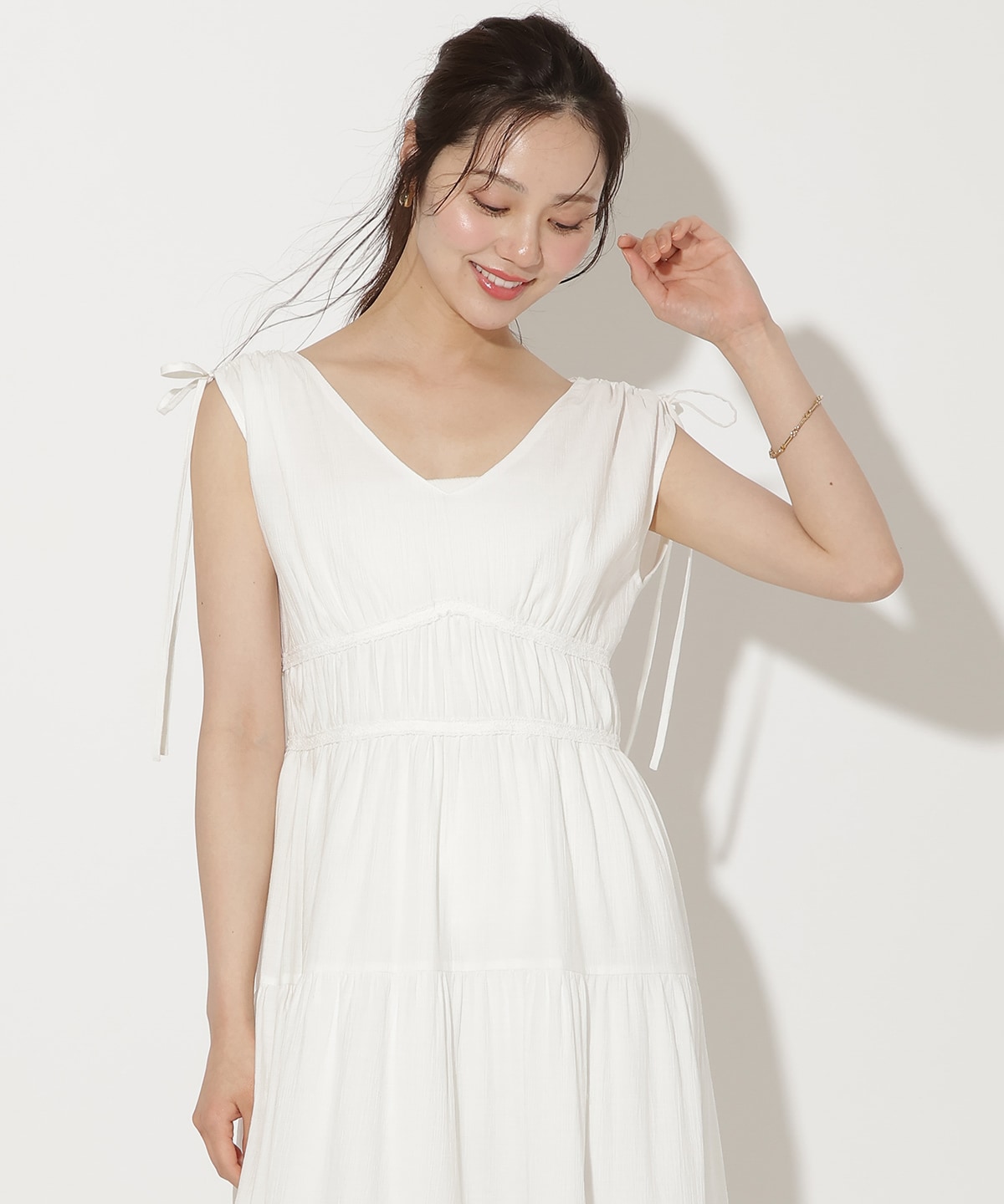 【6/11(thu)10時発売】ドロストショルダーティアードワンピース