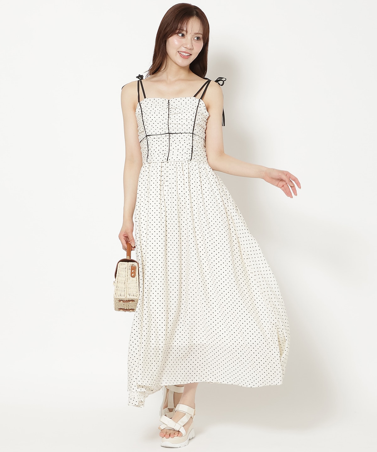 【7/16(thu)10時発売】リボンショルダーギャザーキャミワンピース