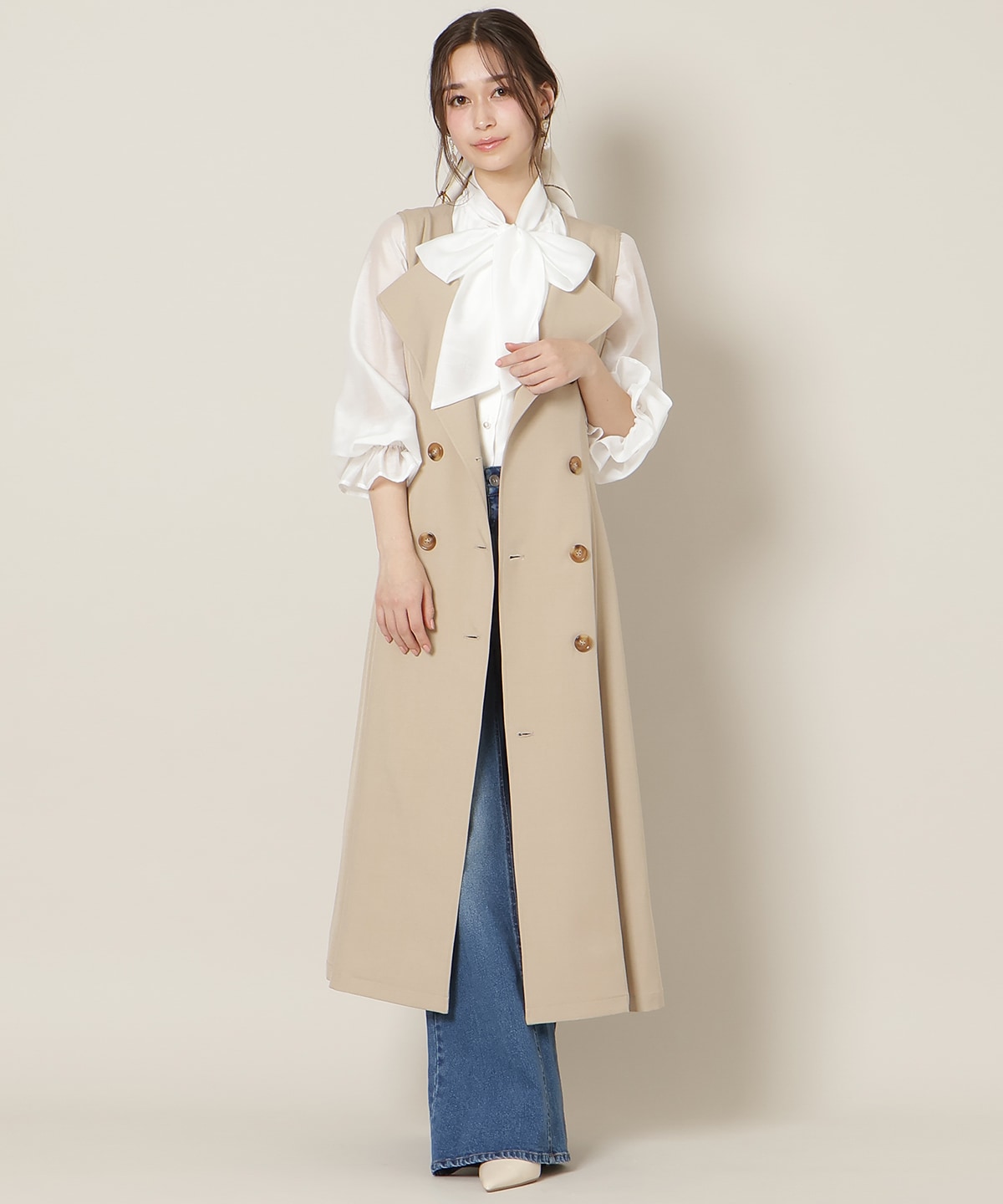 リボンスリーブ3WAYトレンチコート