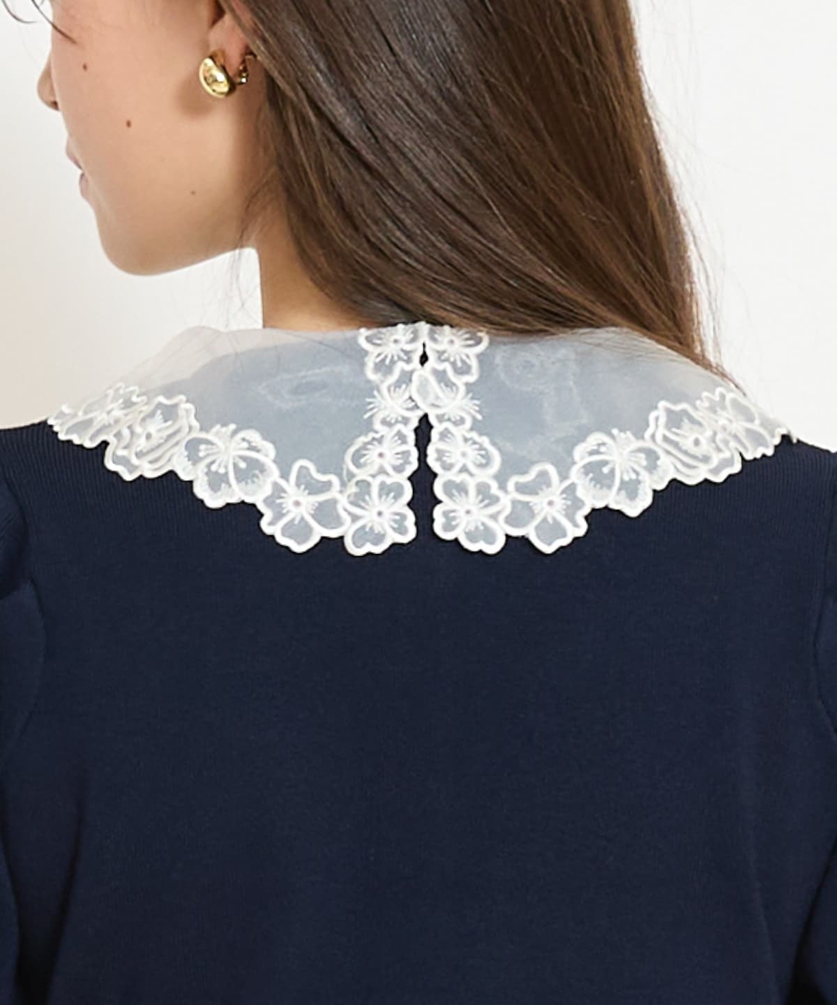 シアーレースカラーカーディガン