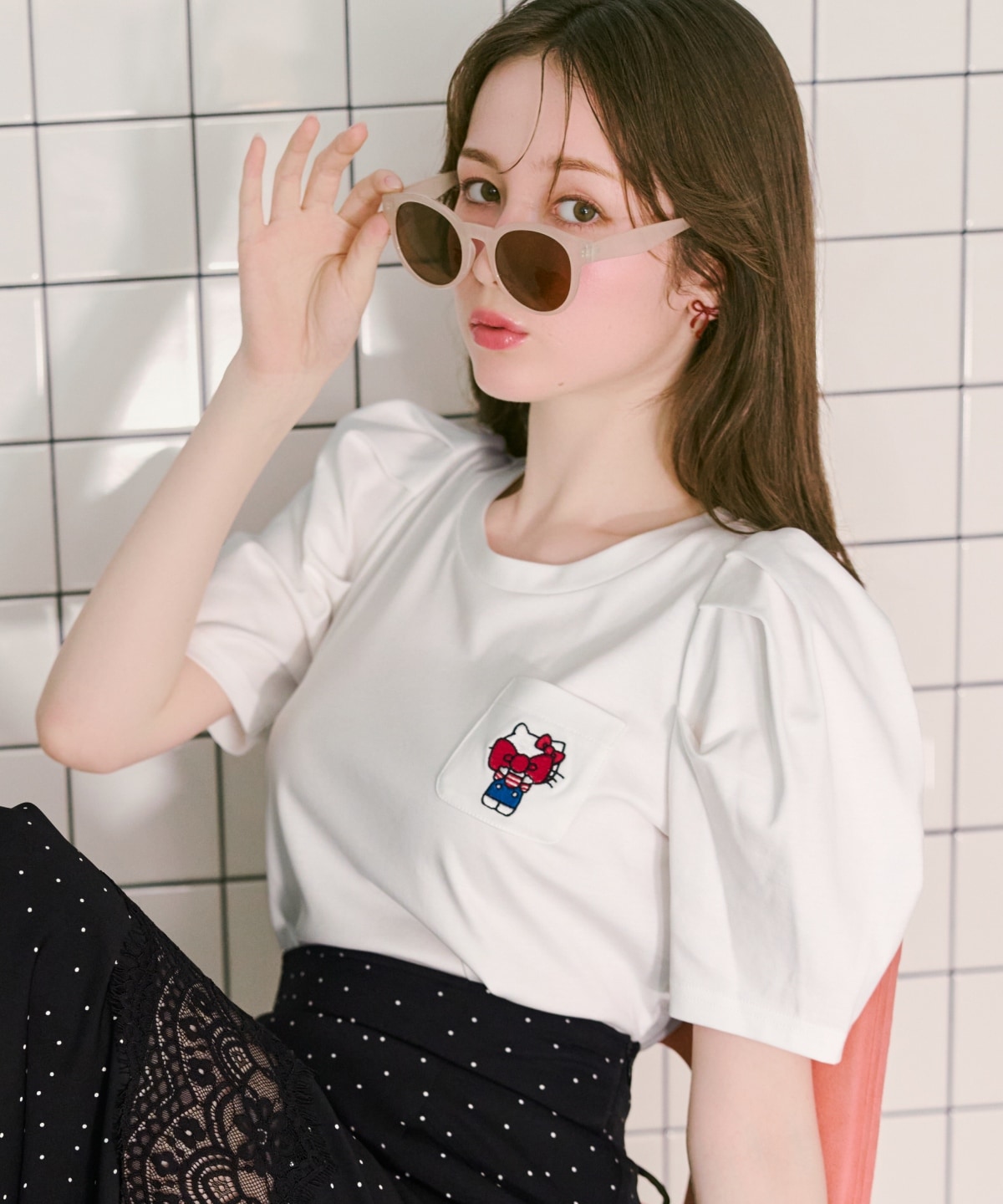 【7/16(thu)10時発売】WILLSELECTION×HELLO KITTY 刺繍カットトップス