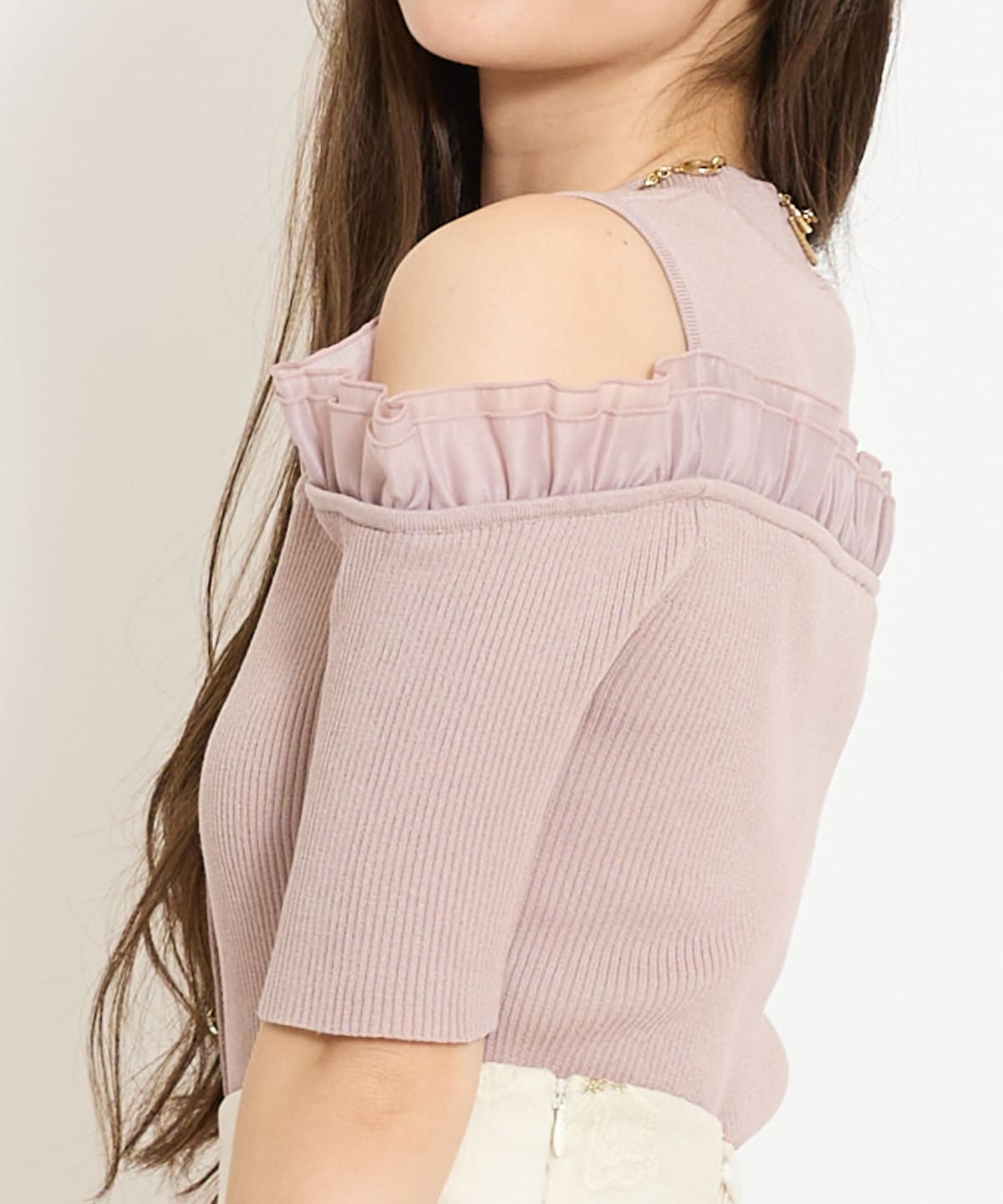 フリルレイヤードリブニット