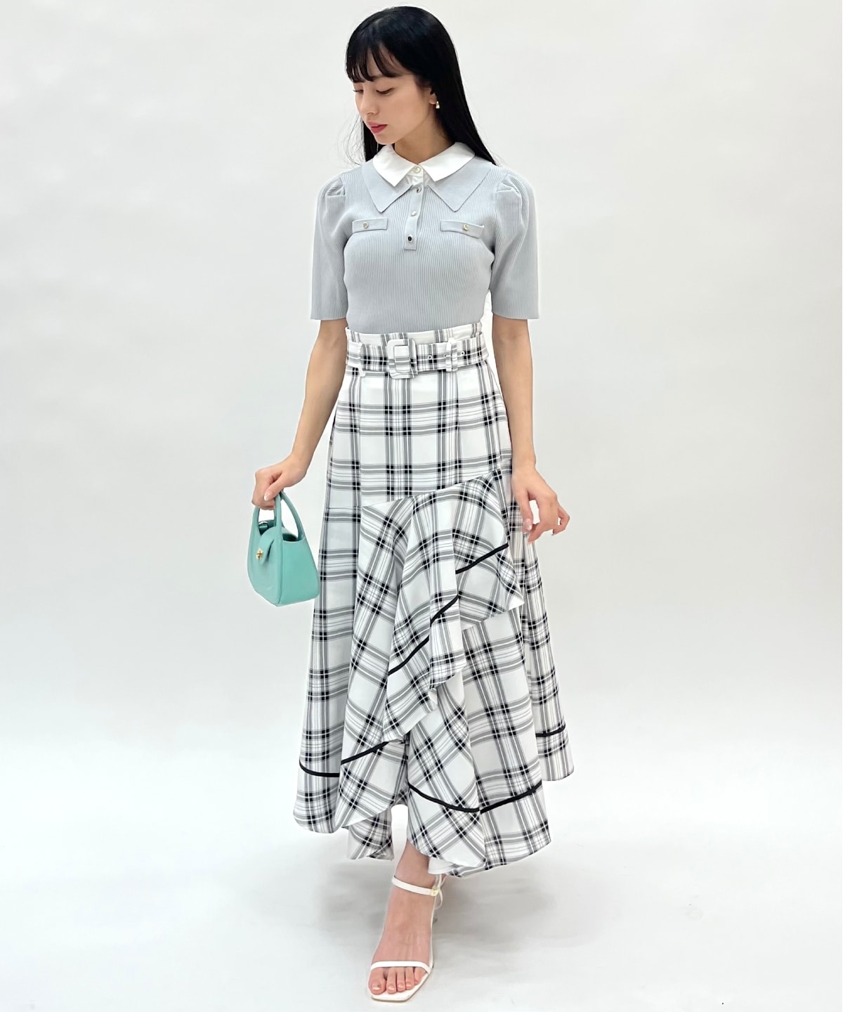 レイヤードカラーリブニット