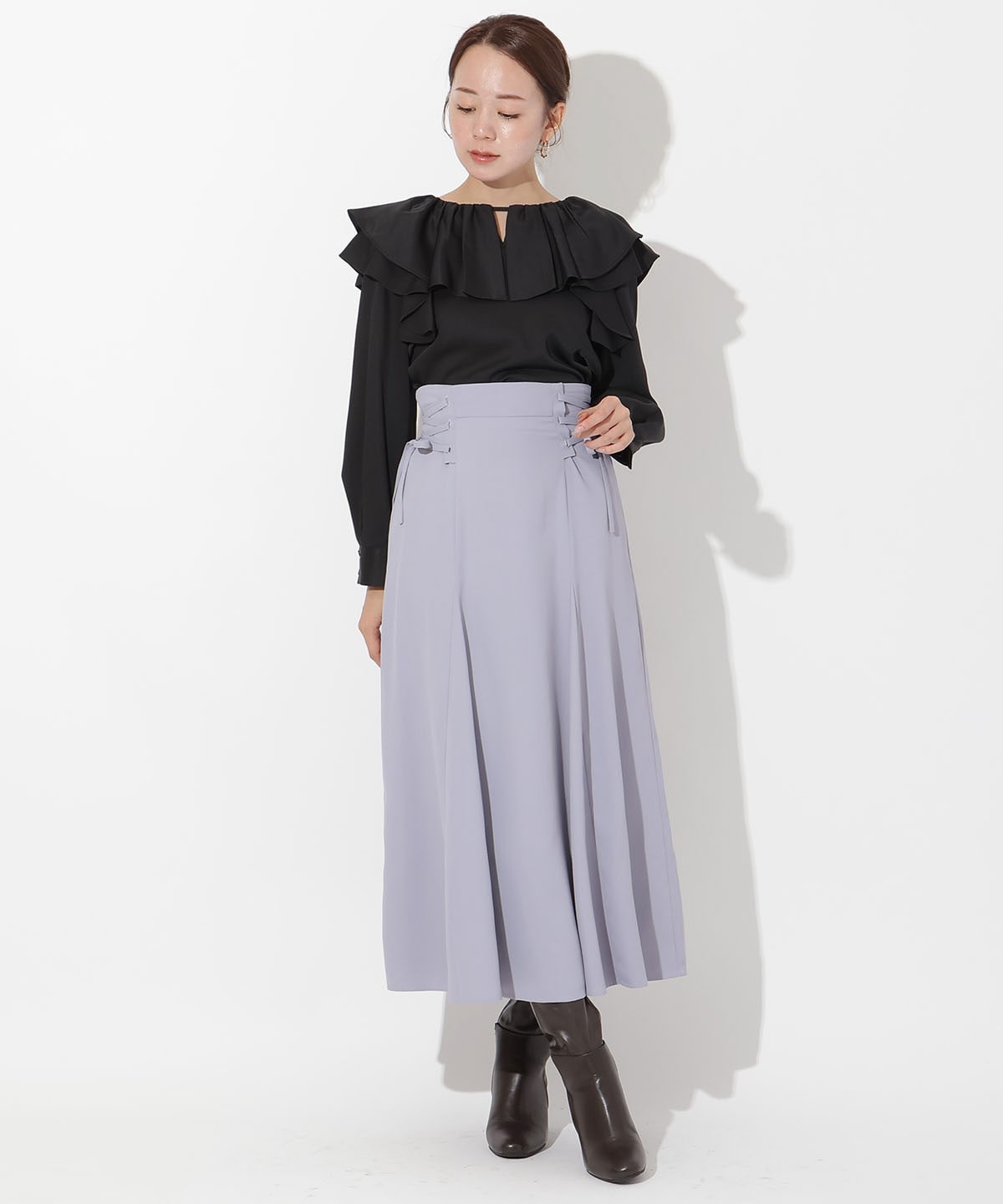 サイドレースアップフレアスカート