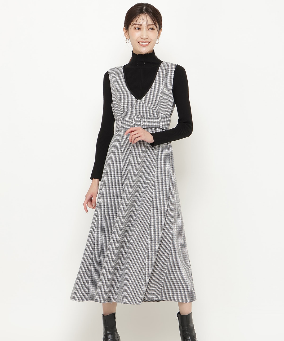 ラメツイードVネックジャンスカ