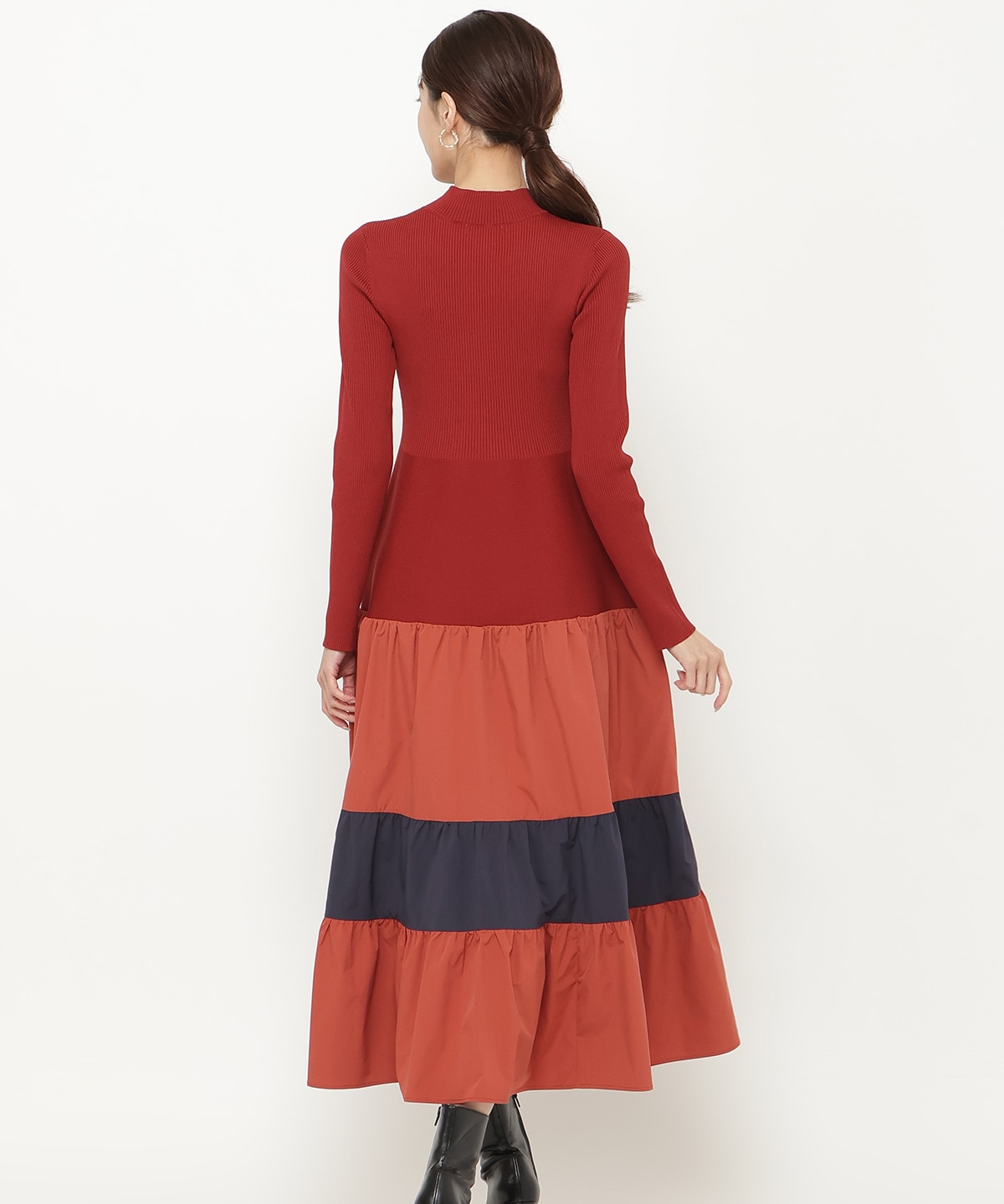 布帛ティアードドッキングワンピース