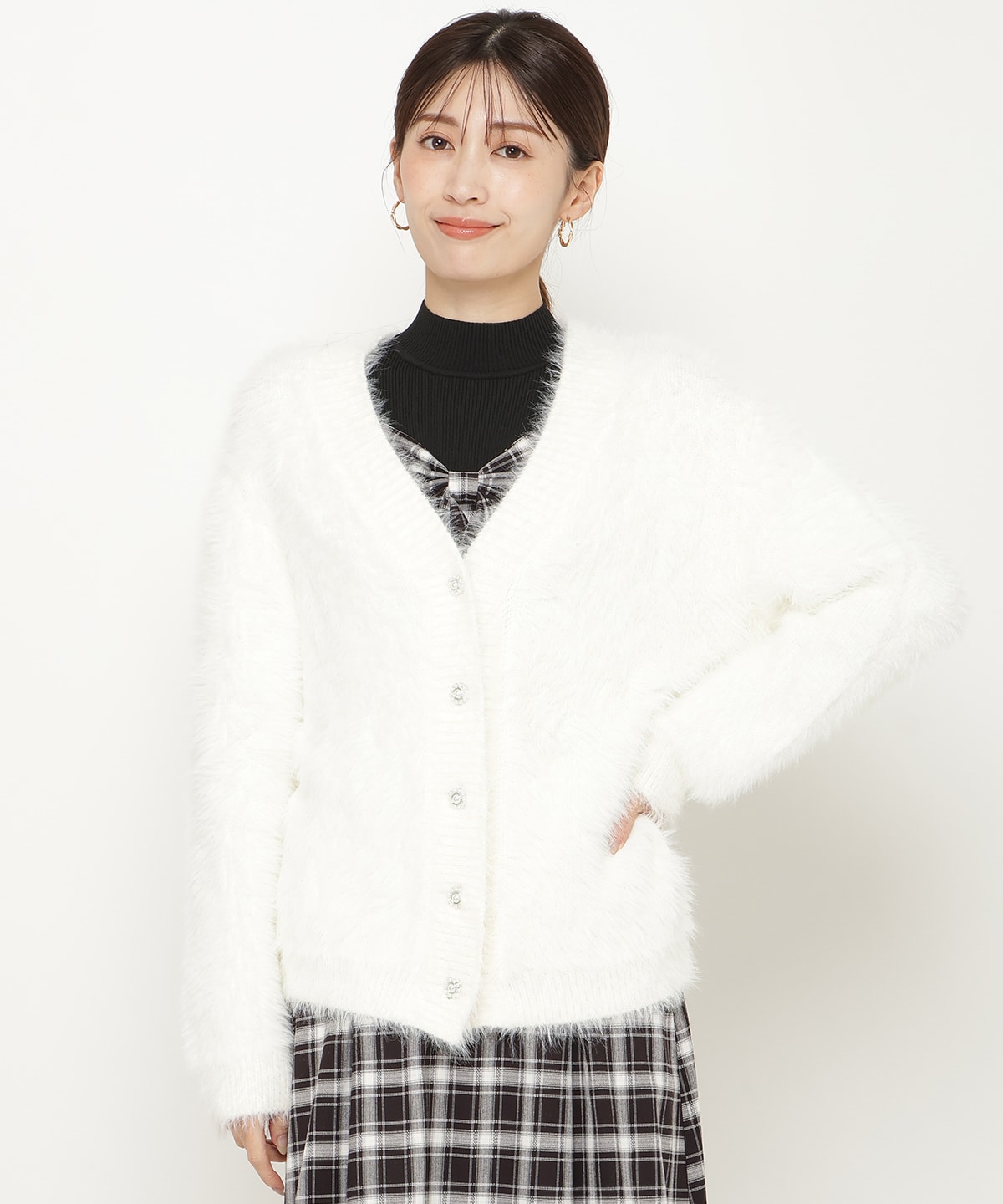 シャギーロングカーデ