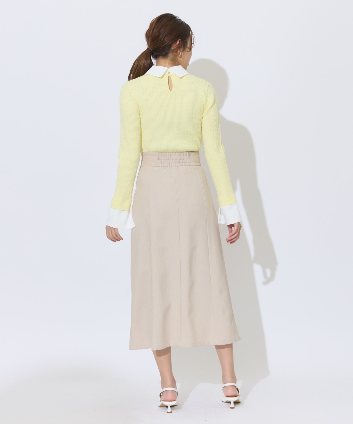 サイドレースアップリボンスリットスカート