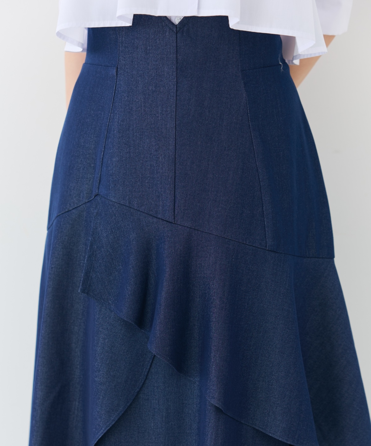 デニムライクレイヤードフリルスカート