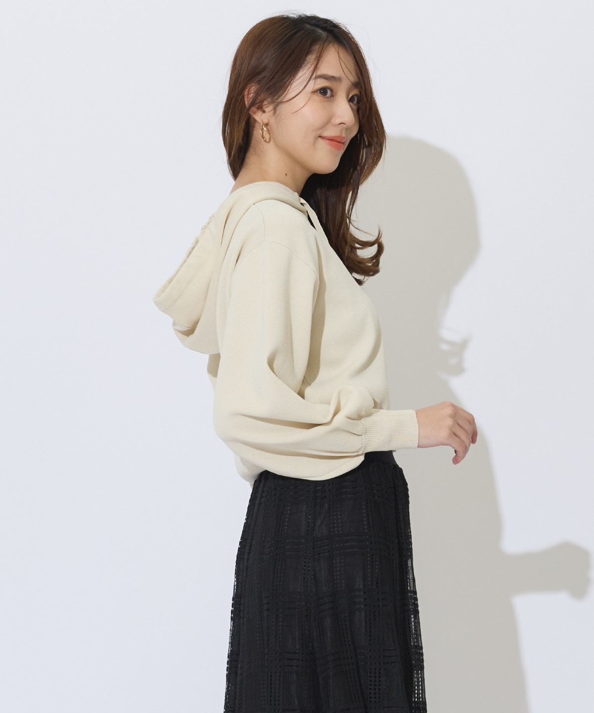 クロップドニットフーディー