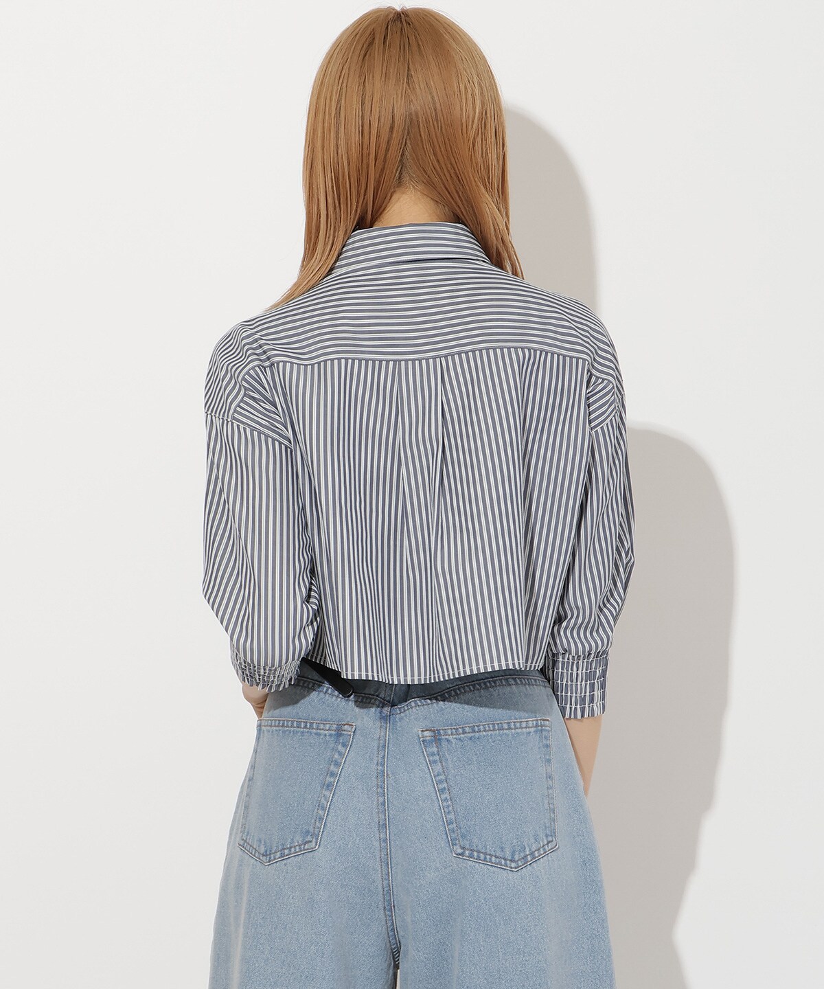 ストライプシャーリングブラウス