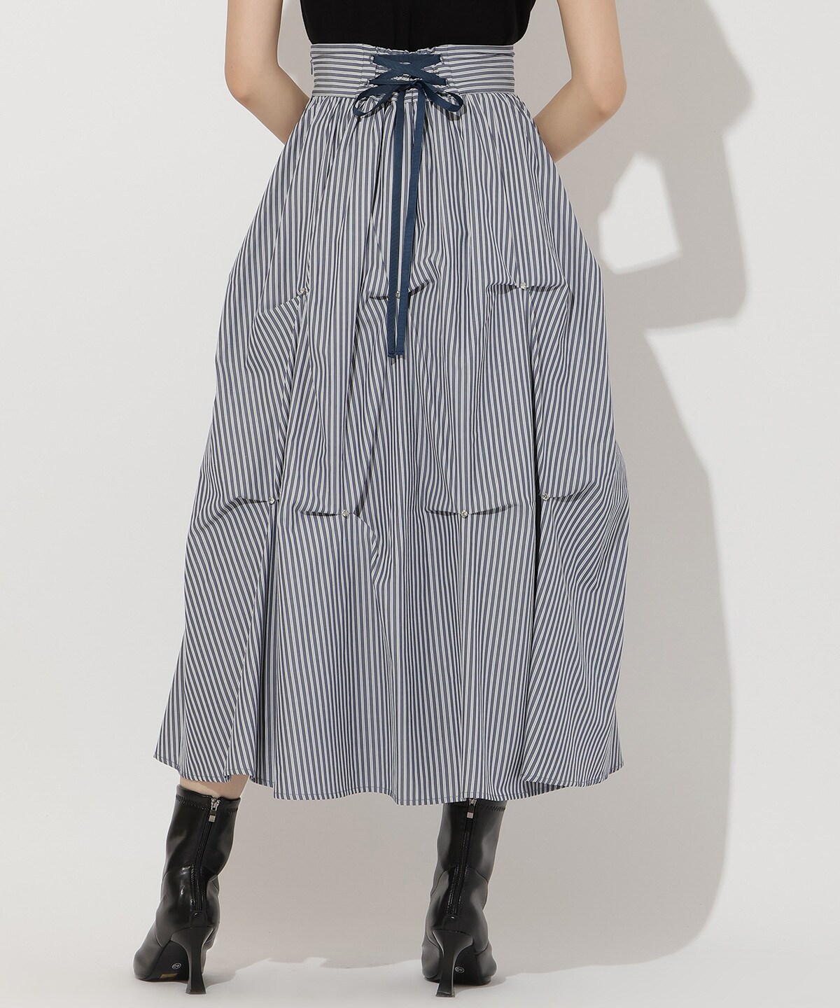 ストライプビジューティアードスカート