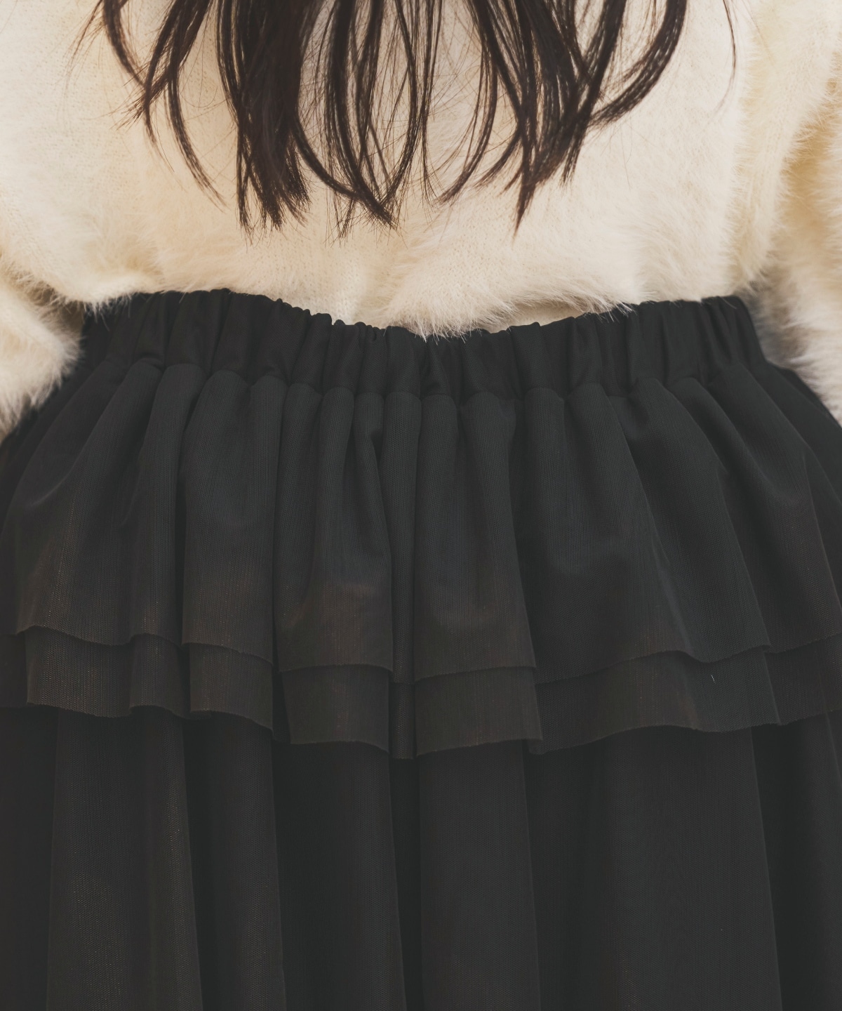 チュールティアードスカート