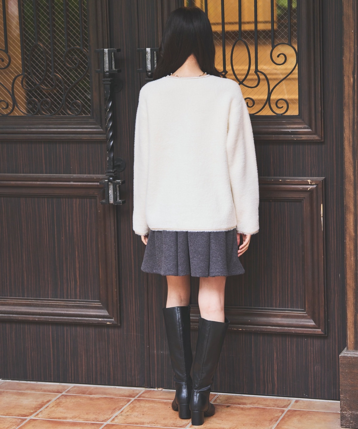 ベルト付きボックスミニスカート