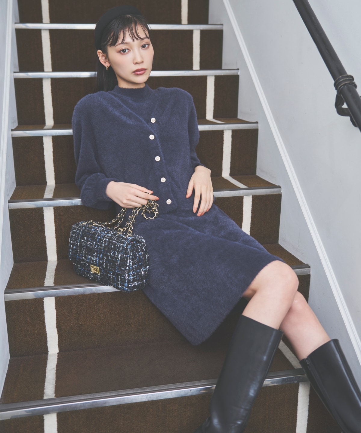 ラメフェザーニットアンサンブル