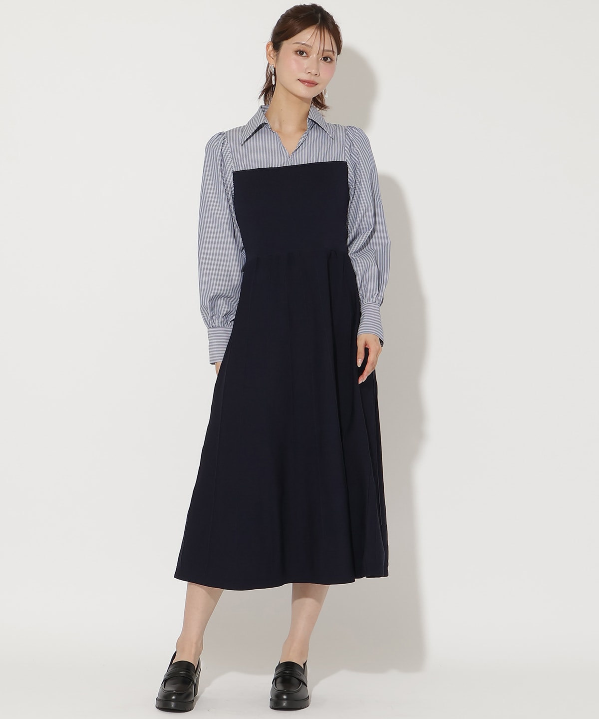 ニットビスチェ風スキッパーワンピース