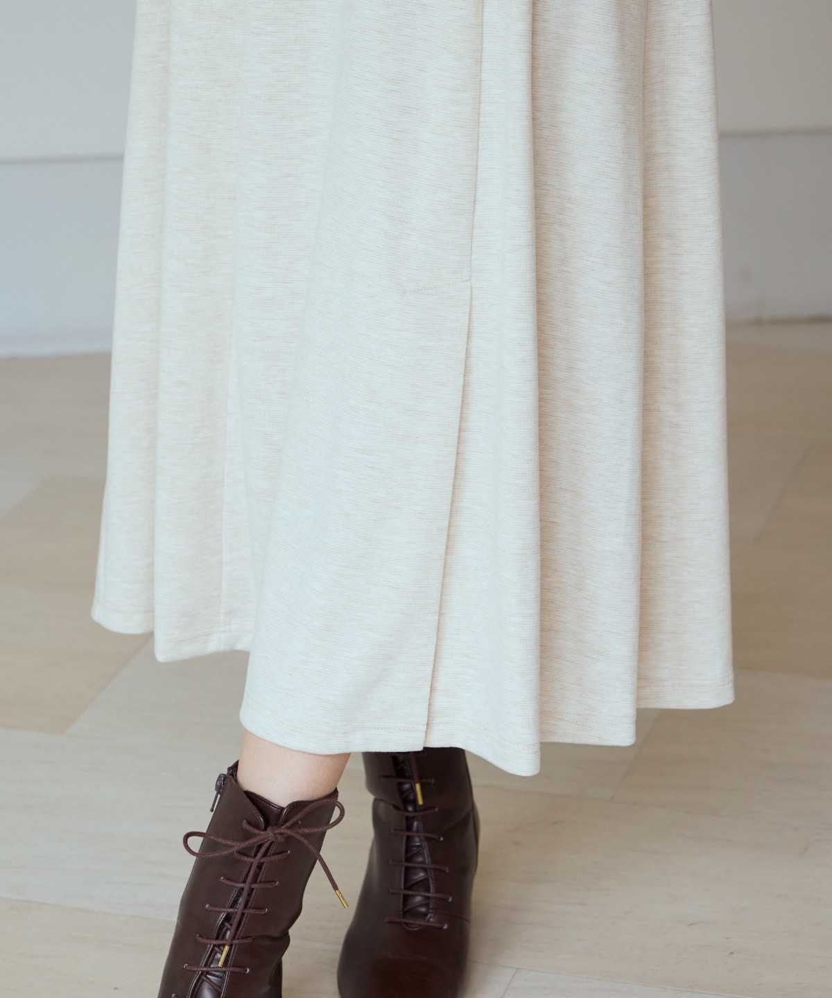 ショルダーリボンカットソーワンピース