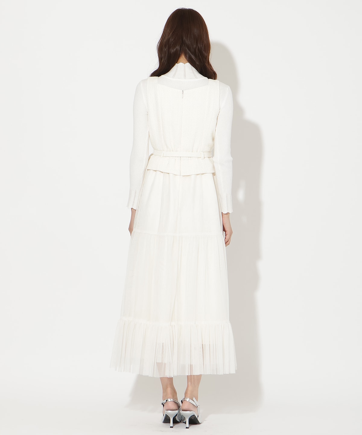 ツイード×チュールドッキングワンピース