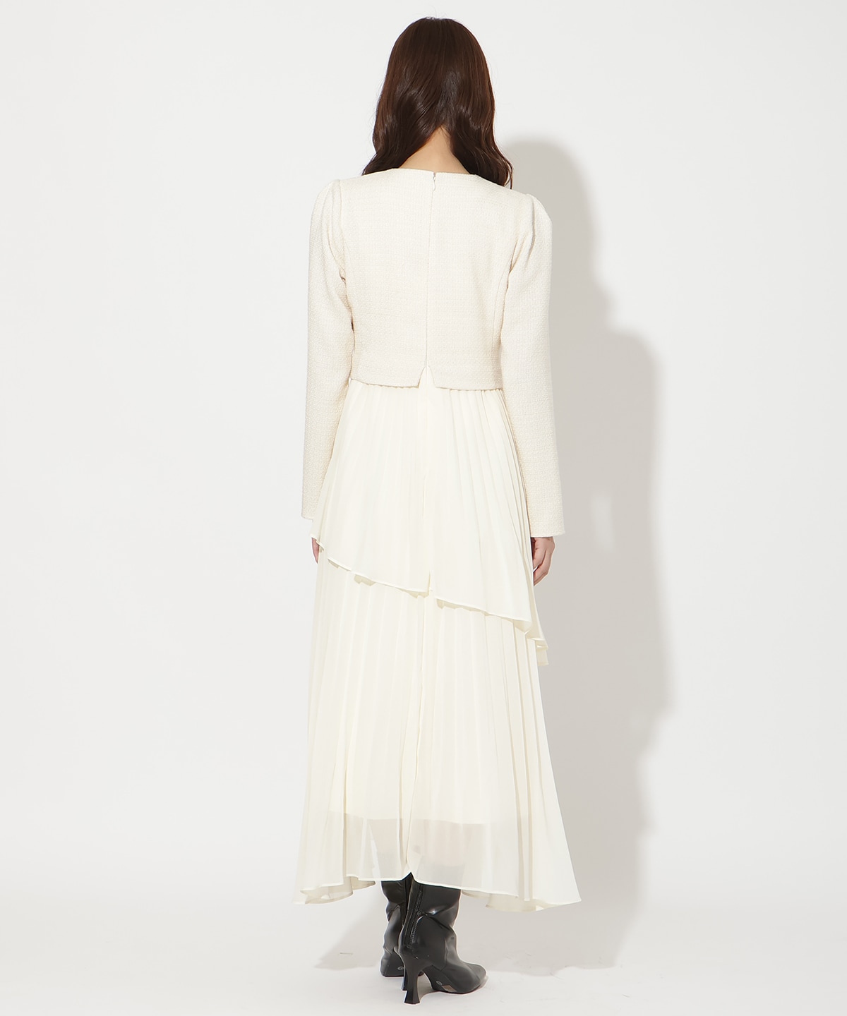 ツイードジャケットドッキングワンピース