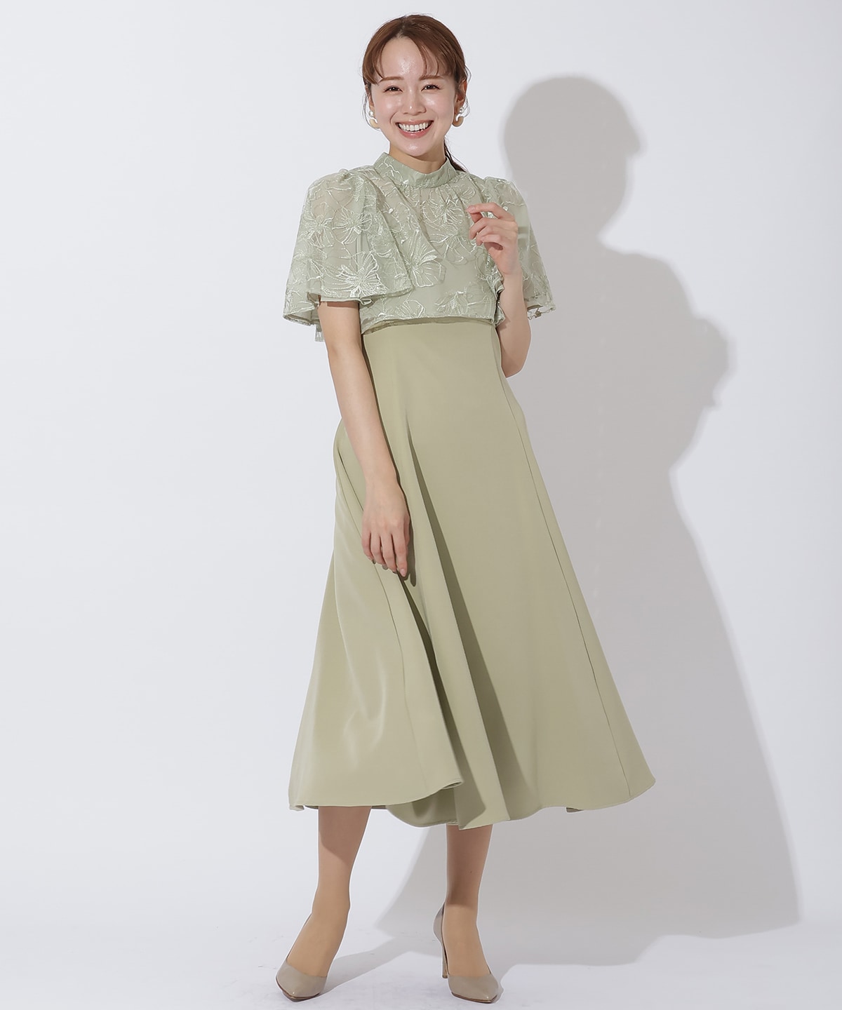 ラメフラワーチュールレイヤードドレス