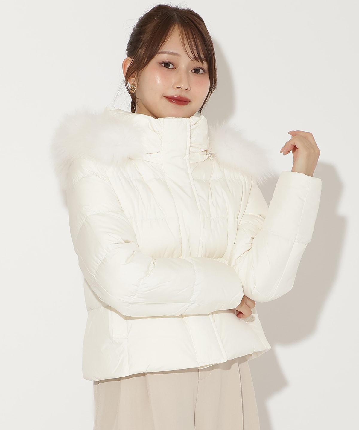 FOXファー付きショートダウン