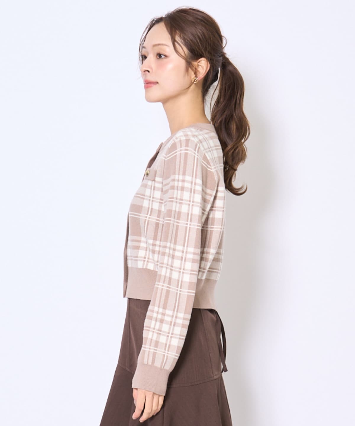 IENA イエナsese チェックジャガードクルーカーディガン IENA sese チェックジャガードクルーカーディガン