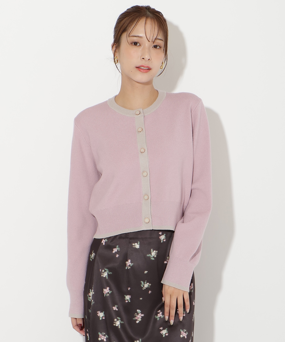 配色カーディガン