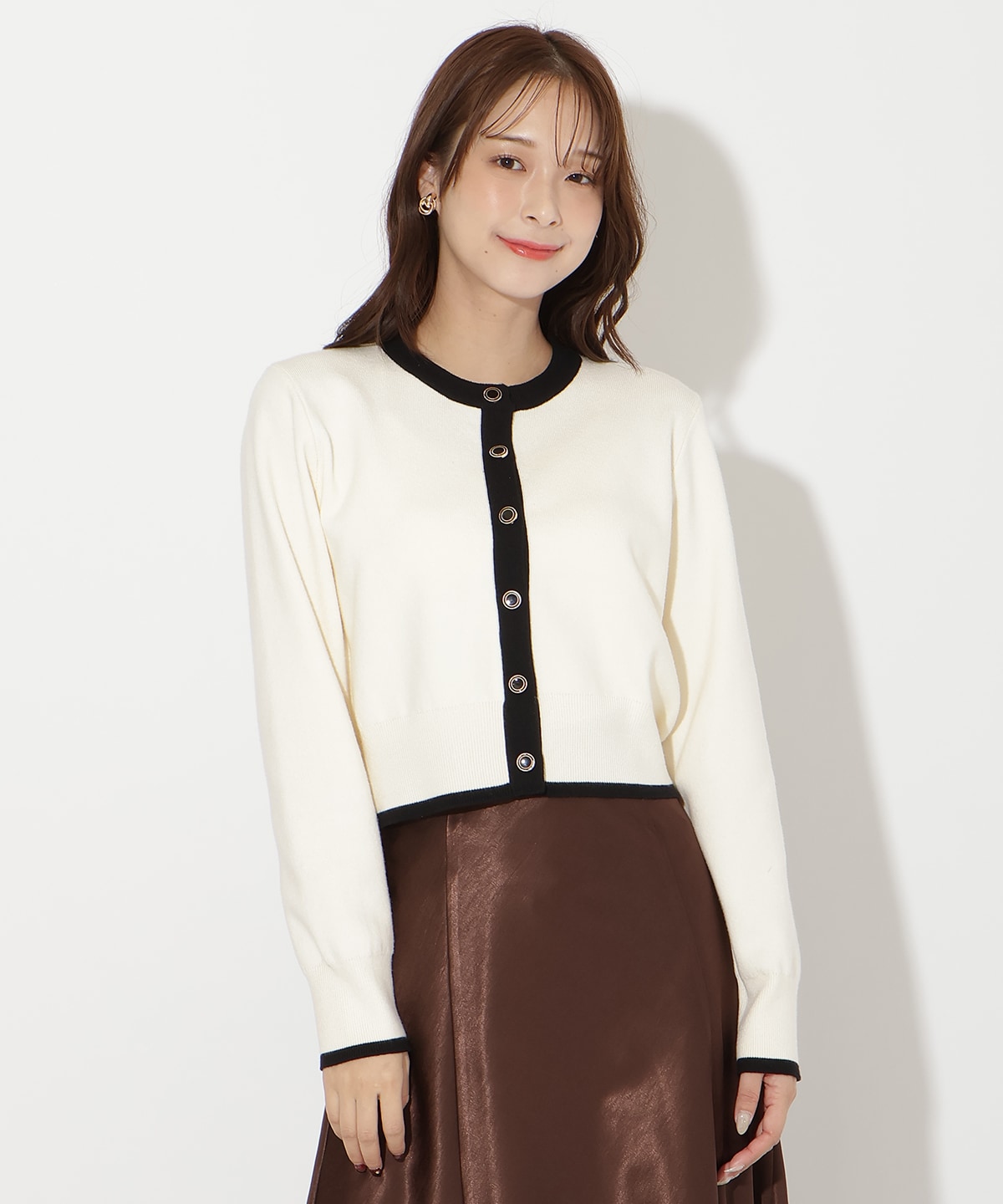 配色カーディガン