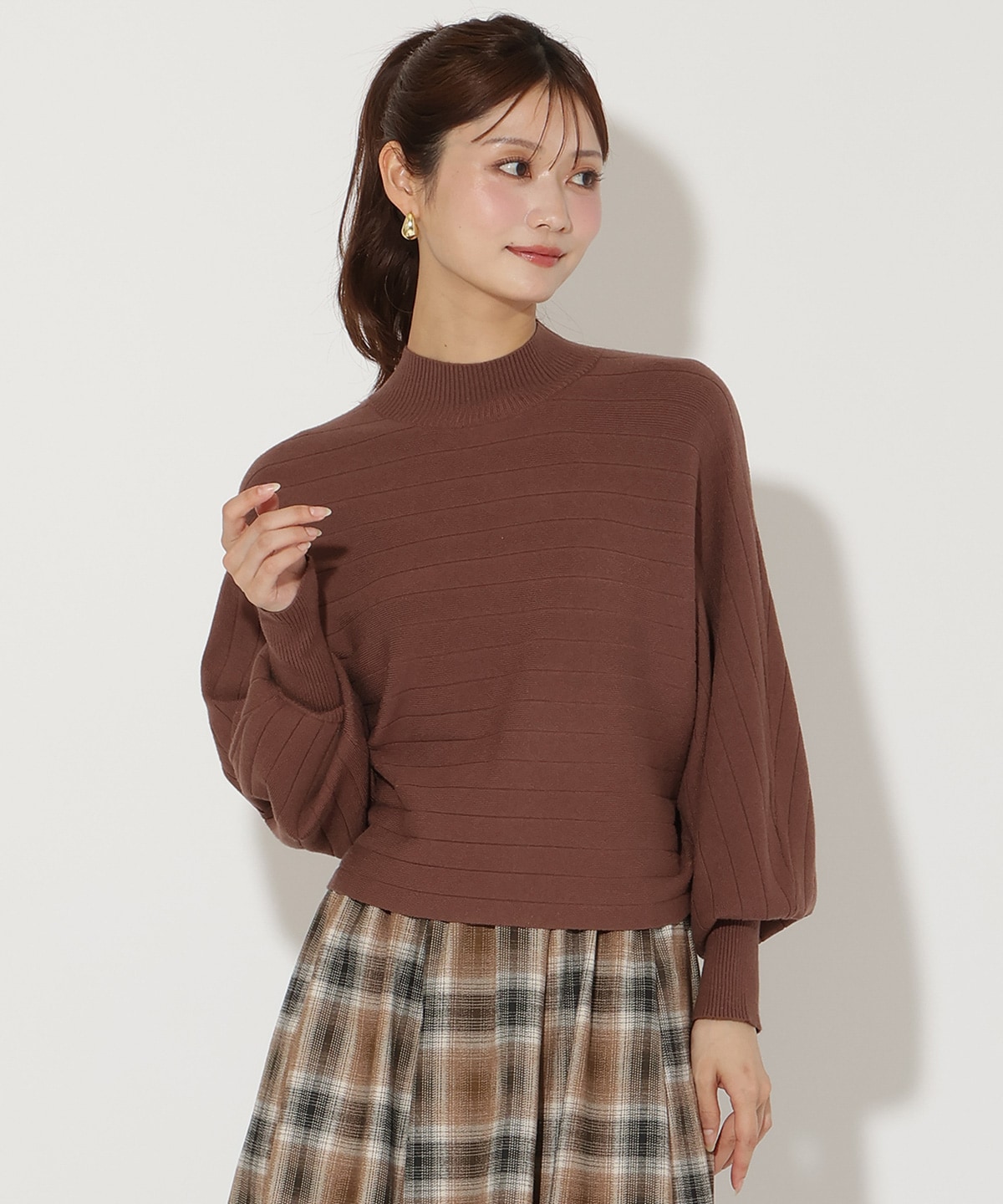 ワイドリブドルマンニット