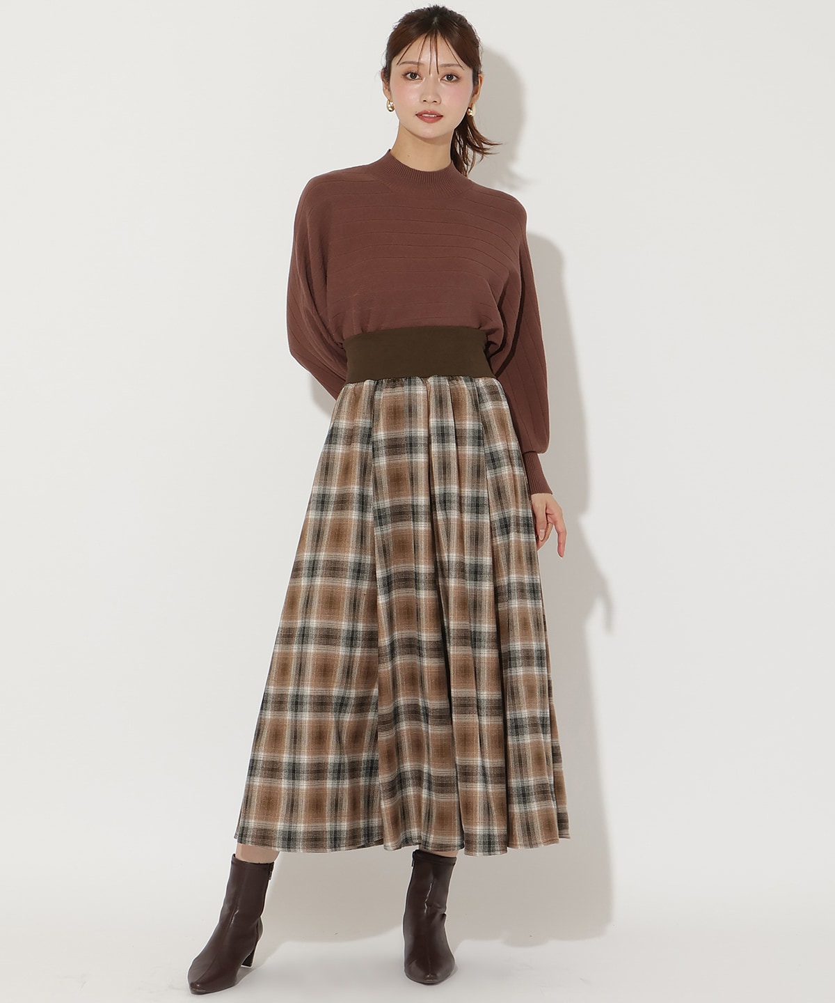 ワイドリブドルマンニット