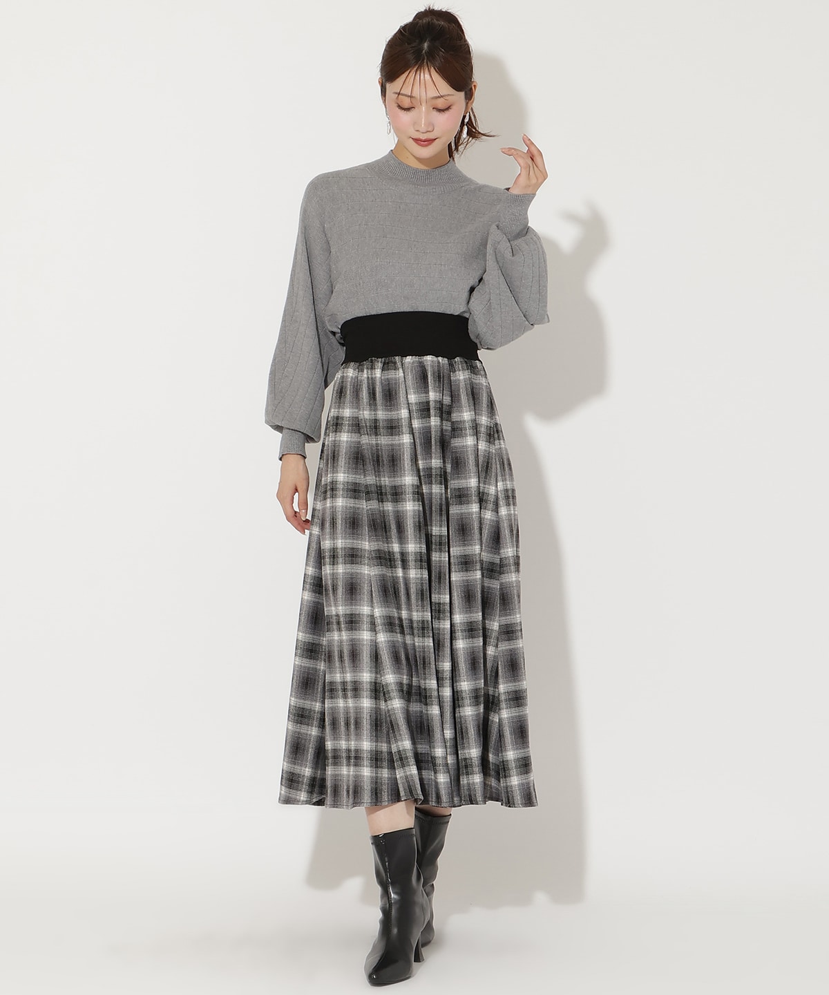 ワイドリブドルマンニット